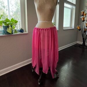 Fairycore Asymmetrical Gradient Pink Chiffon Skirt OOAK one size fits many plus